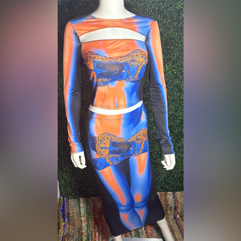Body Language Skirt Set - Orange/combo

Brand New w/tags
